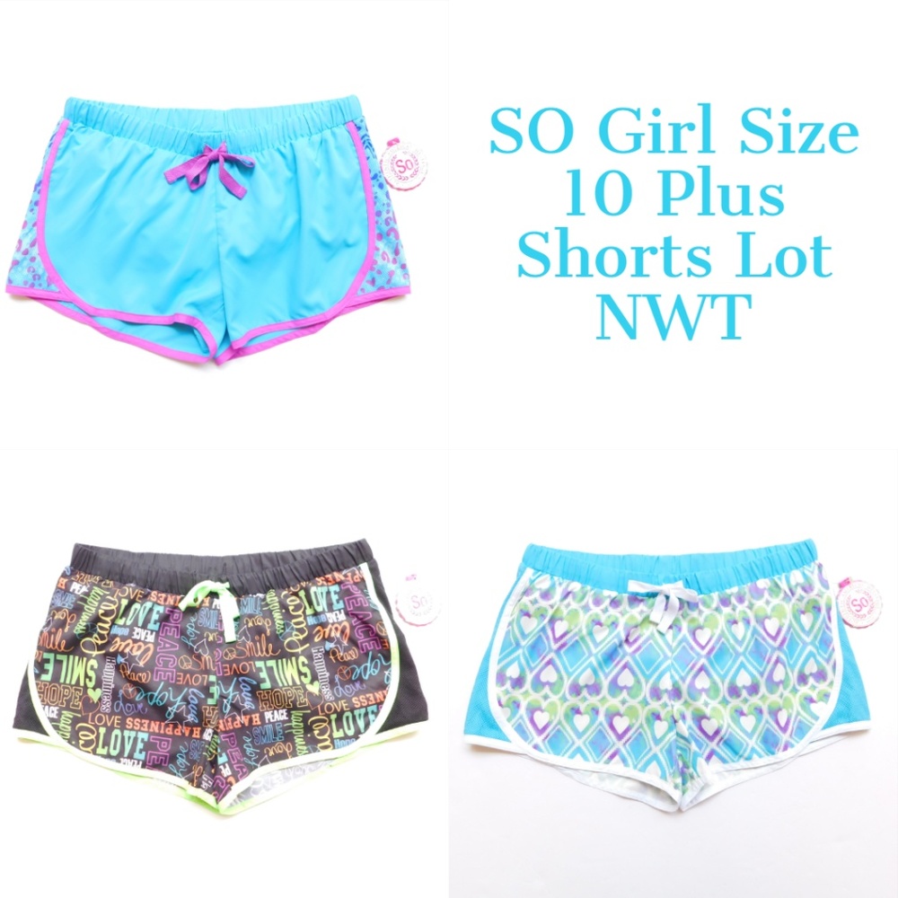 Girls Size 10 Plus Active Athletic Shorts Clothes Lot 10.5 Elastic Waist Pull-on